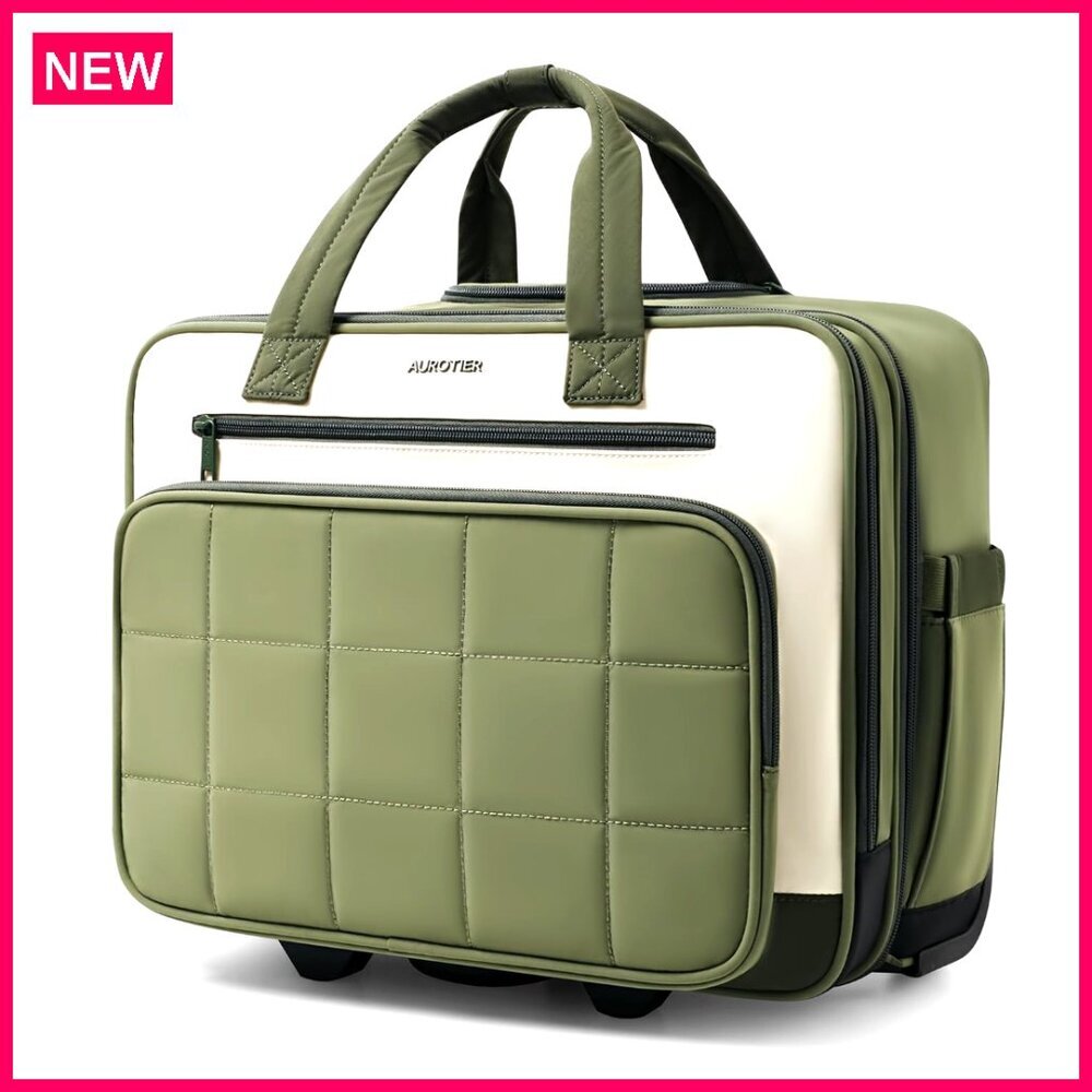 Rolling Laptop Briefcase, Wheeled Underseat Carry On, Water Resistant Business